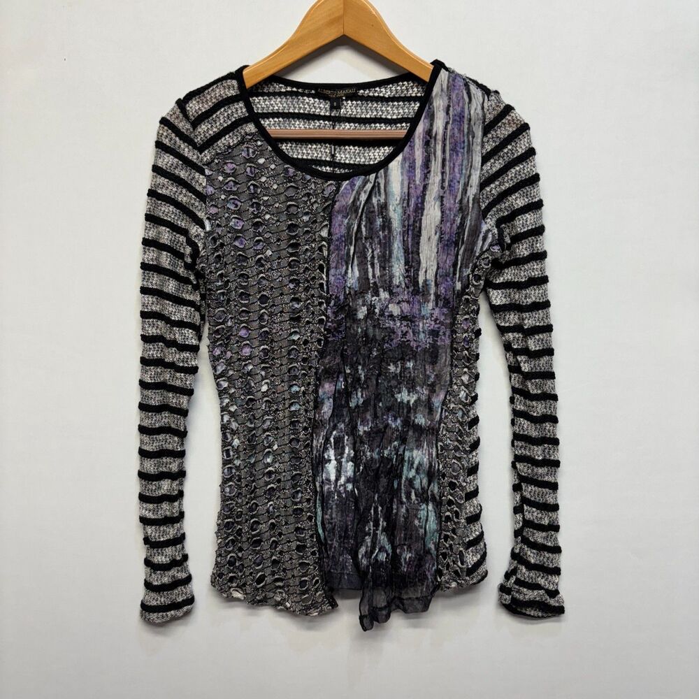 NWT Alberto Makali Long Sleeve Blouse Top Shirt Size Small Artsy C067 -9